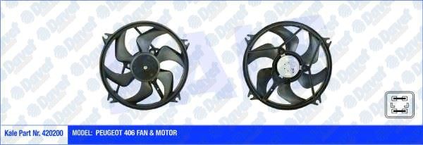 KALE 420200 Fan Motoru Peugeot 406 (280w 385mm) (Fan-Motor)